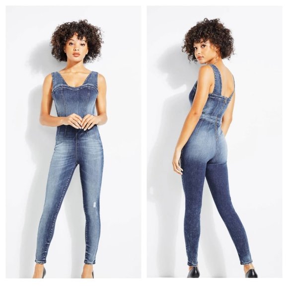 Guess Pants - GUESS Women's Nada Paneled Denim Jumpsuit sz S